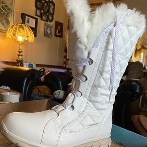 White Quilted Winter Boots